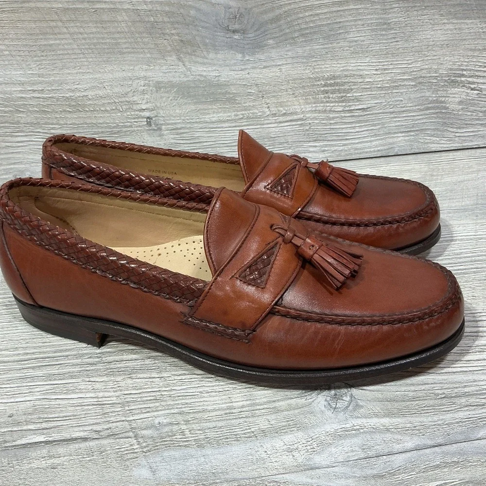 Allen Edmonds Maxfield Shoes Mens Size 11.5D Brown Leather Tassel Loafer Slip On